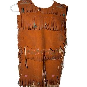Handmade Kids Fringed Leather Dress/Costume With Beaded Accents